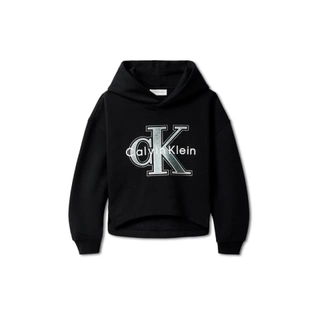 Calvin Klein Jeans Kids Big Logo Cotton Pull Over Hoodie CK Black BEH female 10Y