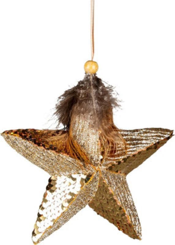 Shatchi 15cm Gold Star - Christmas Hanging Decoration Gold
