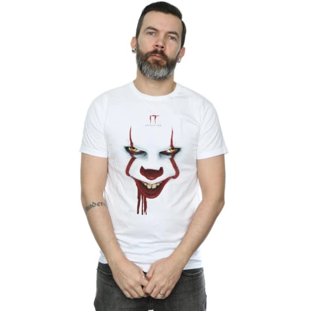 IT Chapter Two IT Chapter Two Men Pennywise Poster Stare T-Shirt in White Size: Small White S Male 5059400364644
