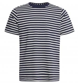 Mens French Connection Odd Stripe Mix T Shirt Marine