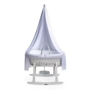 Clair de Lune Muslin 6 Piece White Wicker Moses Basket & Drape Starter Set - White - White/White