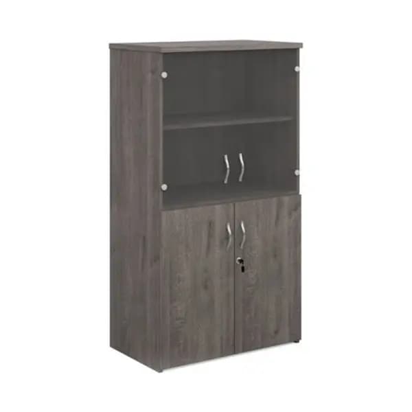 Universal Universal combination unit with glass upper doors 1440mm high with 3 shelves - grey oak R1440COMGO