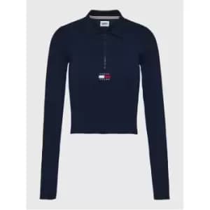 Tommy Jeans Tjw Half Zip Thru Rib Badge - Blue