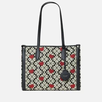 Kate Spade New York Womens Spade Flower Jacquard Hearts Tote Bag - Black Multi