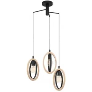 Netlighting Basildon 3 Lamp Cluster Pendant Ceiling Light Black, Brown