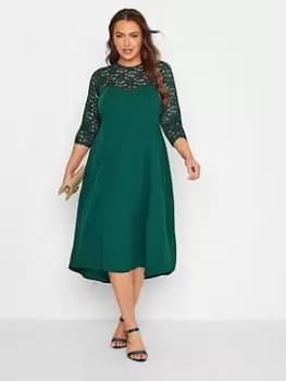 Yours High Low Lace Sweetheart Dress, Green, Size 14, Women
