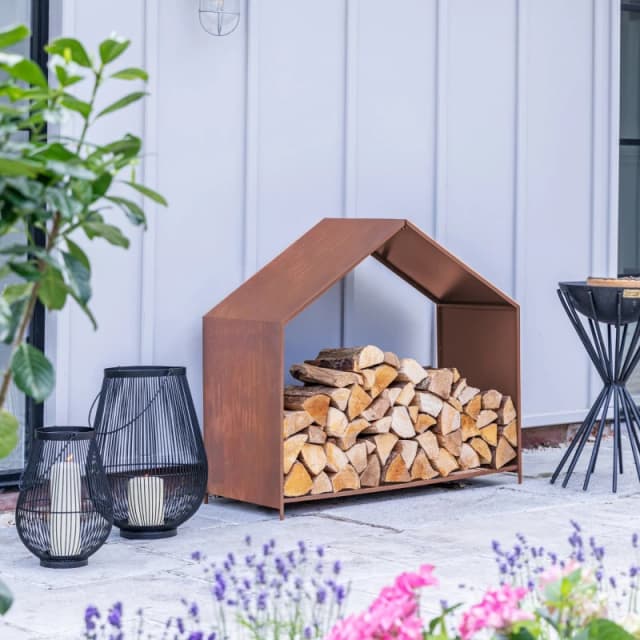 Ivyline Outdoor House Rust Log Storage H88Cm D100Cm