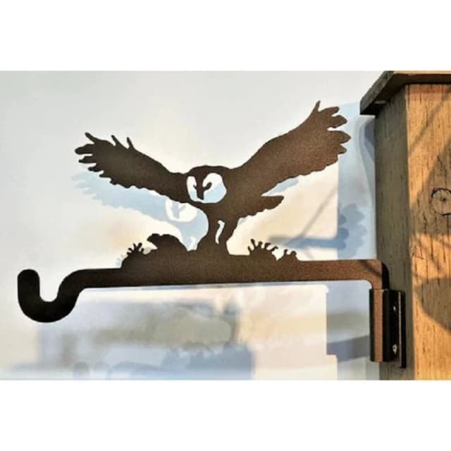 Owl and Mouse Projection Hanging Bracket - L26cm - Black FenceArtOwlndMouseHngngBkt-4020