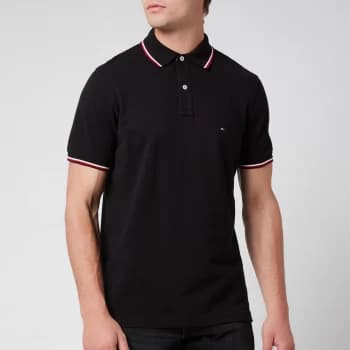 Tommy Hilfiger Mens Core Tommy Tipped Polo Shirt - Black - M