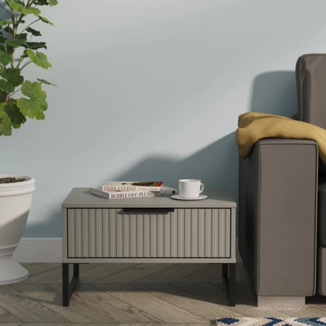 Ready Assembled 2 U Menai 1 Drawer Wide Side Table (Ready Assembled) in Dark Grey Dark Grey Unisex