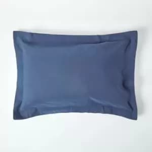 Navy Blue Linen Oxford Pillowcase, King - Blue - Homescapes