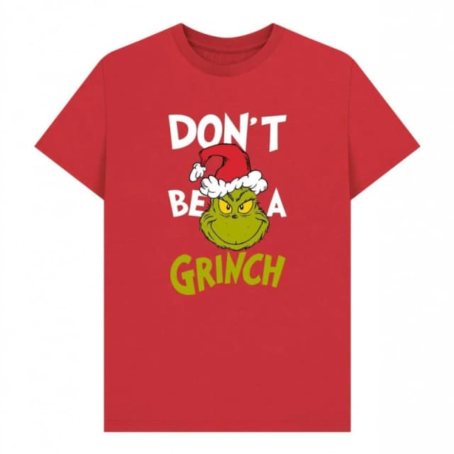 The Grinch Mens Don't Be A Grinch Graphic T-Shirt in Red Size: Small Red Male S
