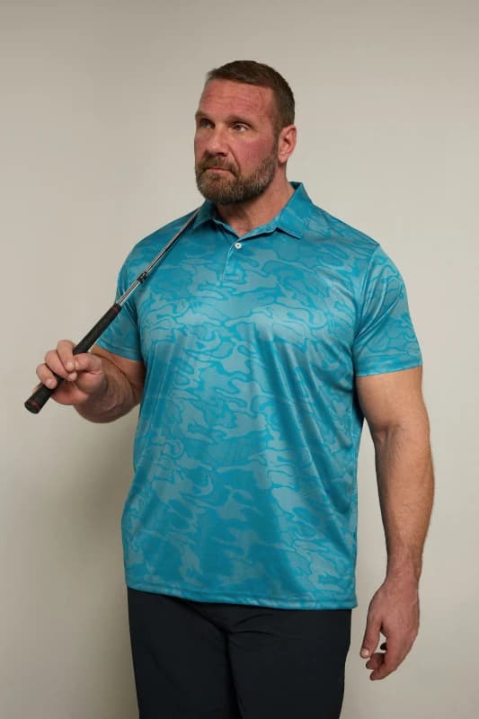 BadRhino Camo Print Polo Shirt Blue