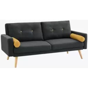 Langley Charcoal sofabed / mustard pillow/buttons