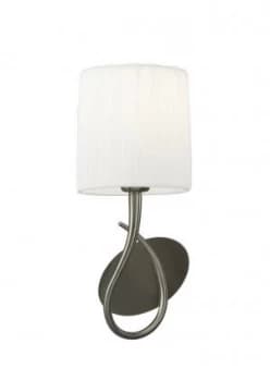 Wall Lamp Switched 1 Light E27, Satin Nickel with White Shade