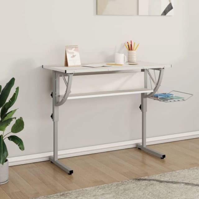 VIDAXL Craft Desk White&Grey 110x53x(58-87) cm Engineered Wood&Steel Vidaxl 8720286817117