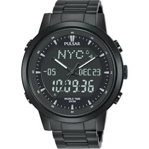 Pulsar PZ4061X1 Mens Black Sports World Timer 100M Watch