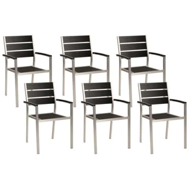 Beliani Set Of 6 Garden Chairs Vernio Black/ Silver