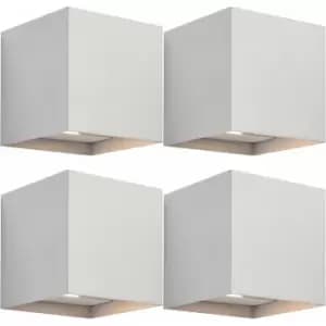 4 pack Up & Down Twin Outdoor Wall Light - 2 x 5.5W cct LED - Matt White