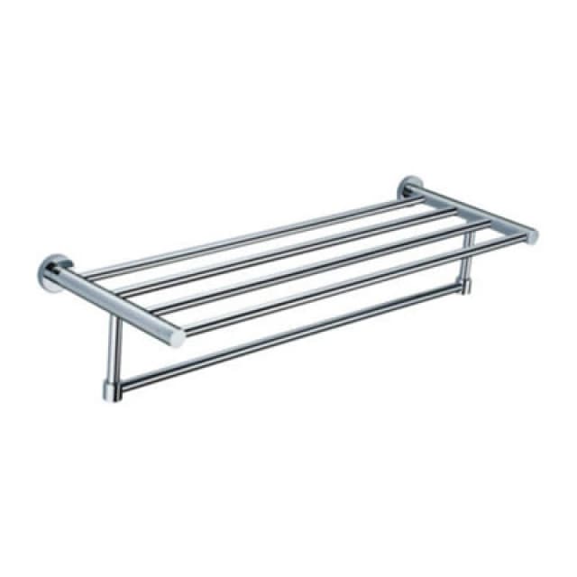 Nes Home Brass with Chrome Finish Bathroom Towel Shelf Rack & Rails Silver