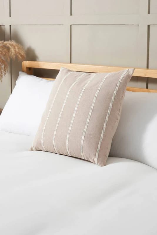 BHS Embroidered Stripe Cushion in Natural Natural Unisex