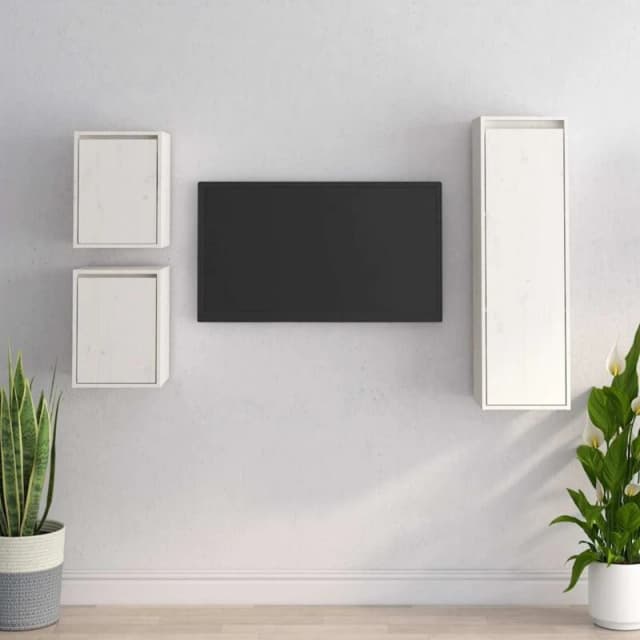 VIDAXL TV Cabinets 3 pcs White Solid Wood Pine Vidaxl 8720286927670