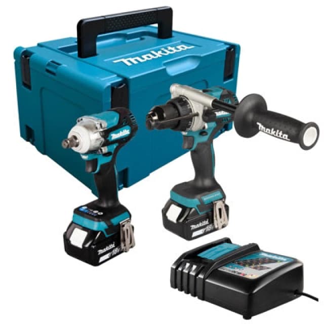 Makita DLX2590TJ 18v LXT Cordless Combi Drill and Impact Driver Kit DLX2590TJ Batteries: 2 x 5ah Li-ion