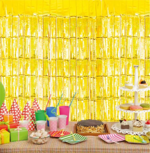 CHEETAHL Gold Foil Fringe Shimmer Tinsel Curtain Party Event Backdrop 1m Wide x 2m Drop ELV-792591