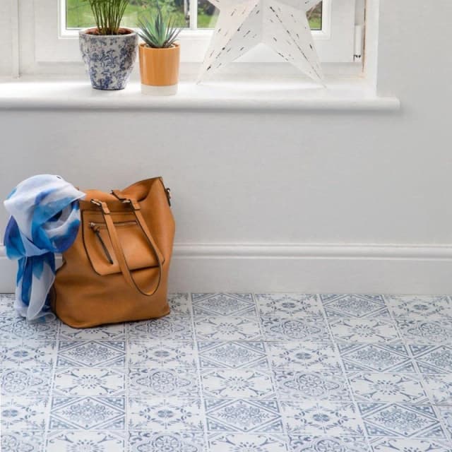 D C Fix Self Adhesive Vinyl Floor Tiles Vintage Blue unisex 2 SQM