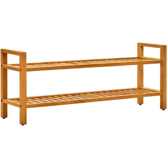 VIDAXL Shoe Rack with 2 Shelves 100x27x40cm Solid Oak Wood Vidaxl 8720286543115