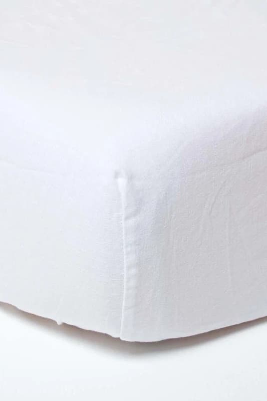 Homescapes White Linen Fitted Sheet, King