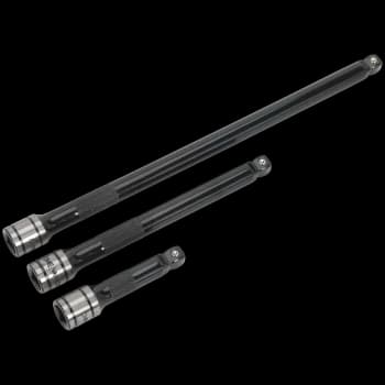 Sealey AK7691 1/2 Drive 3 Piece Wobble Rigid Extension Bar Adaptor and Universal Joint Set 3/8"