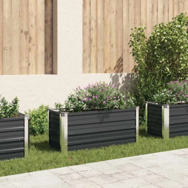 vidaXL Garden Raised Bed Anthracite 100x40x45cm Galvanised Steel Planter Pot