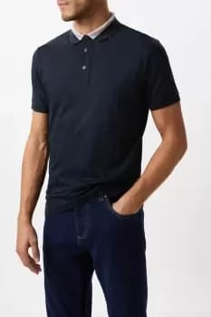 Mens Navy Two Tone Collar Polo Shirt
