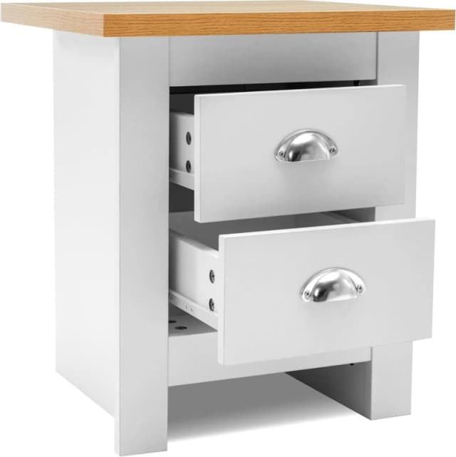 KOSY KOALA KOSY KOALA Two-Drawer Bedside Table Cabinet Wooden Top Nightstand White Bedroom Furniture Small Space Storage End Table White One Size Unis