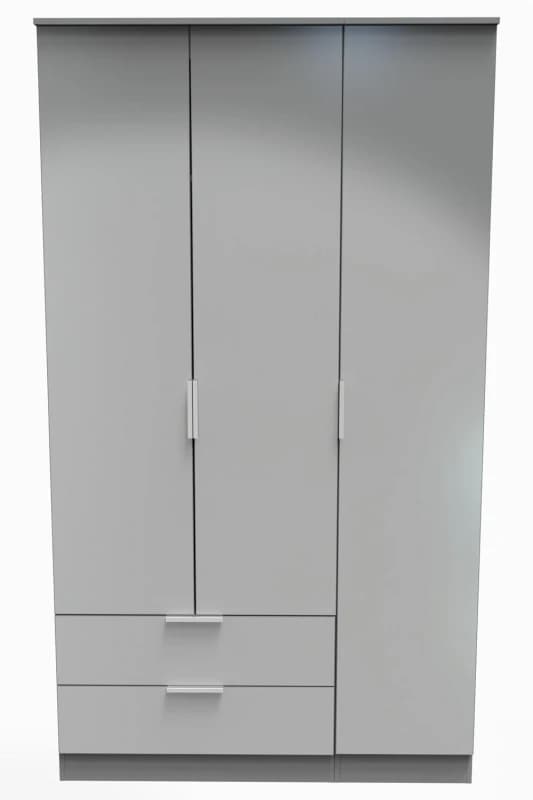 Poole Triple Wardrobe With 2 Drawers In Uniform Grey & Dusk Grey (Ready Assembled)