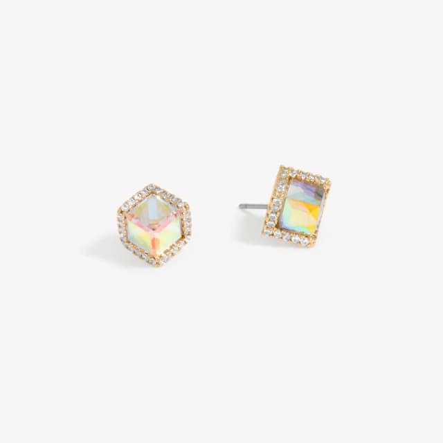 Jon Richard Jon Richard Gold Plated Crystal And Ab Cube Earrings Gold