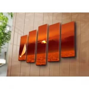 5PAT-23 Multicolor Decorative Canvas Painting (5 Pieces)