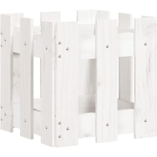 vidaXL Garden Planter w/ Fence Design White 30x30x30 cm, White 832443