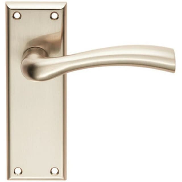 Loops Chunky Curved Tapered Handle on Latch Backplate 150 x 50mm Satin Nickel Metallics