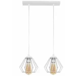Helam Agat Straight Bar Pendant Ceiling Light White 40cm