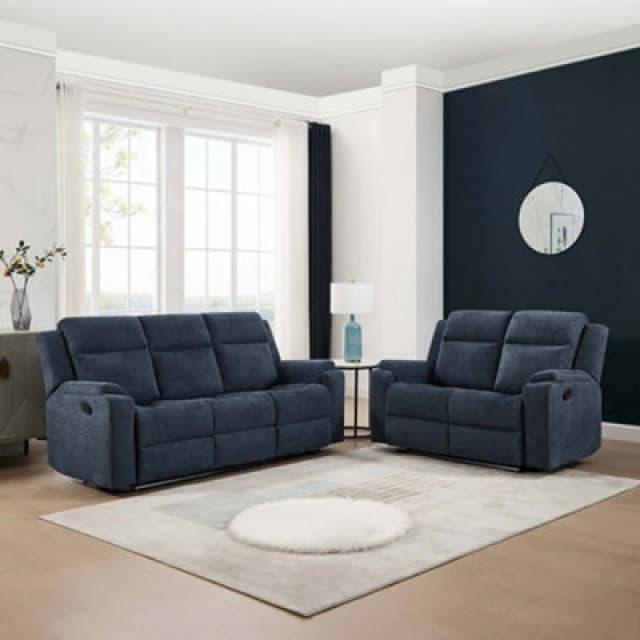 More4Homes Orka 2+3 Seater Fabric Manual Recliner Sofa Set Blue