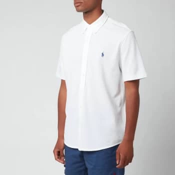 Polo Ralph Lauren Mens Featherweight Mesh Short Sleeve Shirt - White - M