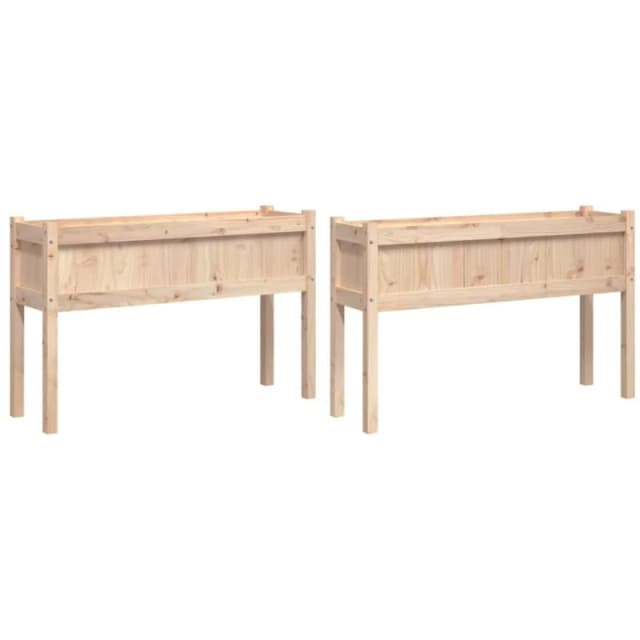 vidaXL Garden Planters 2 pcs w/ Legs Solid Wood Pine, Brown 837565