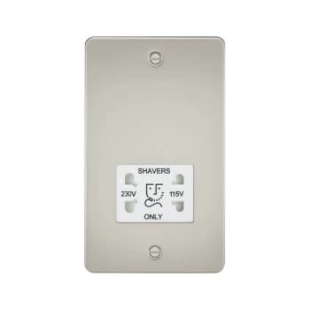 Flat Plate 115/230V dual voltage shaver socket - pearl with white insert - Knightsbridge