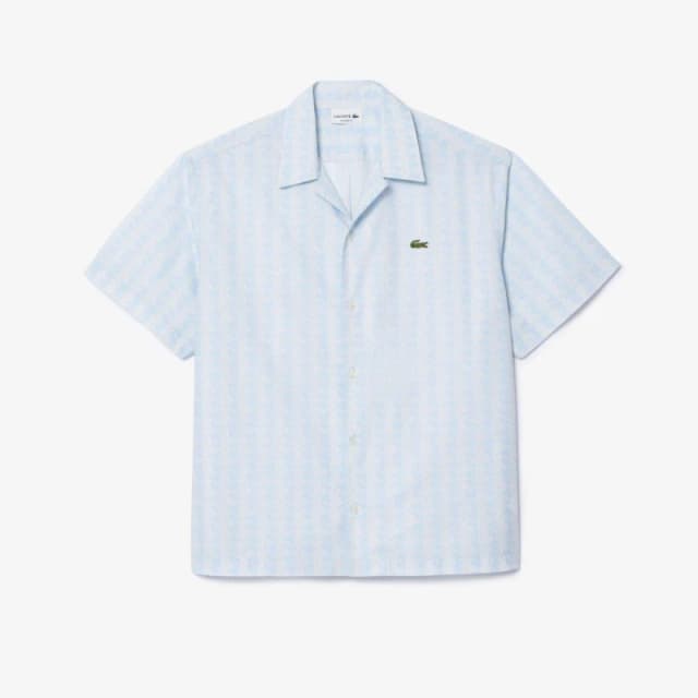 Lacoste Relaxed Fit Short Sleeve Shirt Light Blue male 16.5
