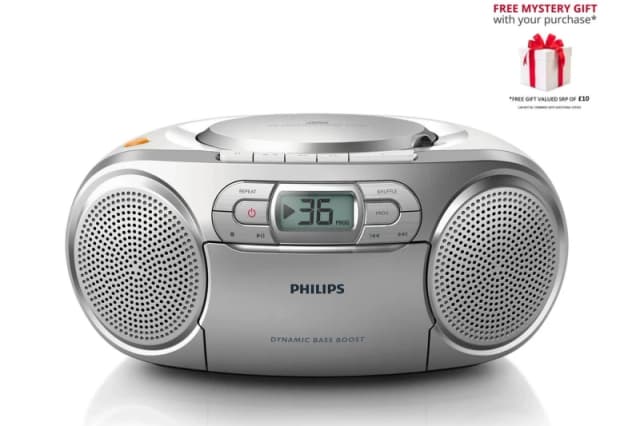Philips AZ127-12 Portable Stereo CD Player Dynamic Bass Boost Soundmachine Silver unisex
