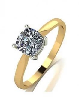 Moissanite 9Ct Yellow Gold 1.1Ct Equivalent Cushion Solitaire Ring