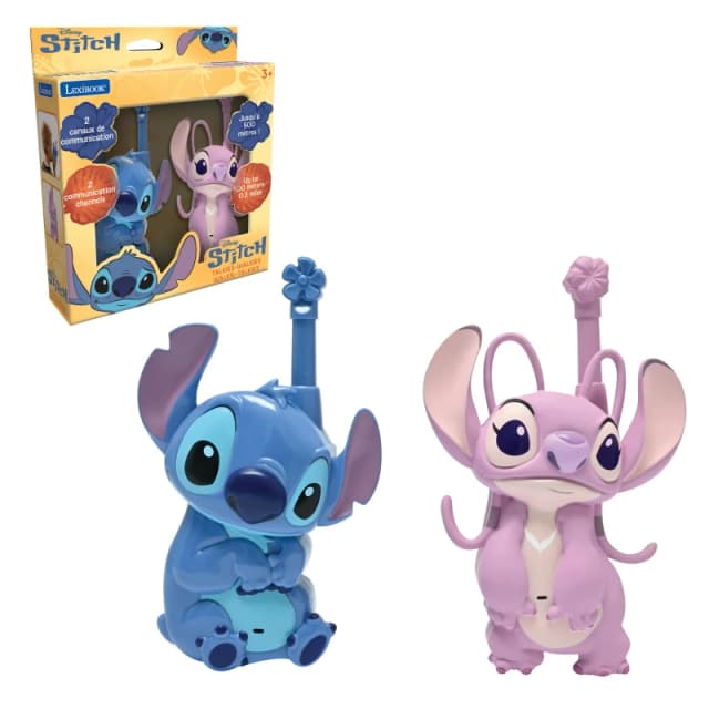 Lexibook Disney Stitch Stitch en Angel 3D portofoons 500m bereik 2 communicatiekanalen Riemclip Blauw/roze TW18D1