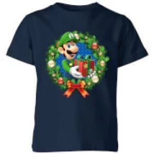 Nintendo Super Mario Luigi Present Kid's T-Shirt - Navy - 11-12 Years